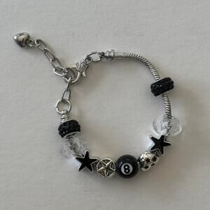 Black and stainless steel beaded